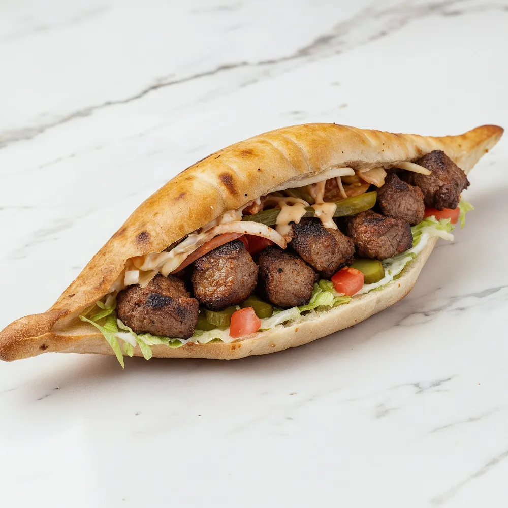 Tenderloin tikka sandwich in samoon bread